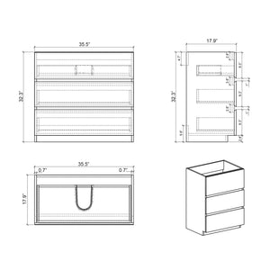 English Elm Alice-36F-105,Floor Cabinet - Modern Walnut Design With 3 Spacious Drawers, Pre-Assembled Storage Solution W1865107749