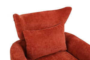 English Elm Classic Mid-Century Swivel Accent Chair with Linen Upholstery, Iron Legs, 300lb Capacity, Modern Comfort Orange W1361104582