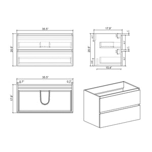 English Elm Alice 36" Walnut Floating Bathroom Vanity With Integrated Sink - Modern Design, Ample Storage Space! W1865S00018