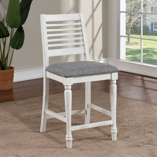 English Elm Majestic Solid Wood Counter Height Dining Chairs Farmhouse Ladder Back Gray Cushion B011110878