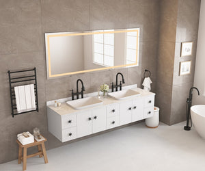 English Elm 96in. Oversized Backlit Bathroom Mirror Matte Black Frame Antifog Led Three Color Modes W1272P144035