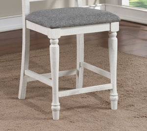 English Elm Majestic Solid Wood Counter Height Dining Chairs Farmhouse Ladder Back Gray Cushion B011110878