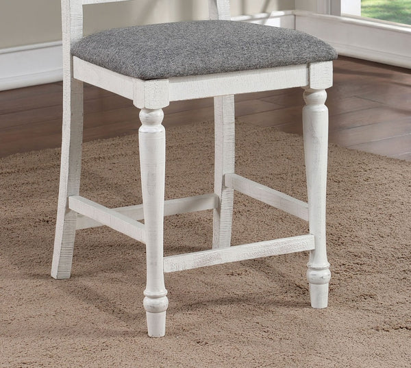 English Elm Majestic Solid Wood Counter Height Dining Chairs Farmhouse Ladder Back Gray Cushion B011110878