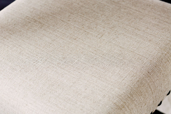 English Elm Classic Rustic Counter Height Dining Chairs Set of 2 — Ivory Linen Padded Seats, Nailhead Trim, Brown Cherry Wood B011110868