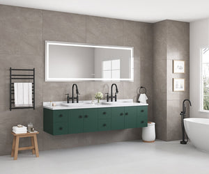 English Elm 96in. Oversized Backlit Bathroom Mirror Matte Black Frame Antifog Led Three Color Modes W1272P144035