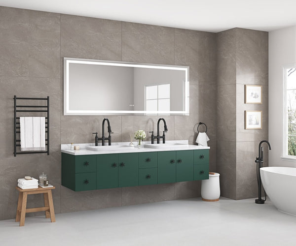 English Elm 96in. Oversized Backlit Bathroom Mirror Matte Black Frame Antifog Led Three Color Modes W1272P144035