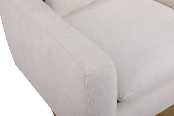 English Elm Classic Mid-Century Swivel Accent Chair with Linen Upholstery, Iron Legs, 300lb Capacity, Modern Comfort Beige W1361104580