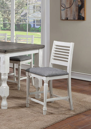 English Elm Majestic Solid Wood Counter Height Dining Chairs Farmhouse Ladder Back Gray Cushion B011110878