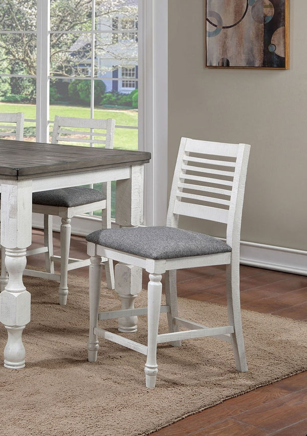 English Elm Majestic Solid Wood Counter Height Dining Chairs Farmhouse Ladder Back Gray Cushion B011110878