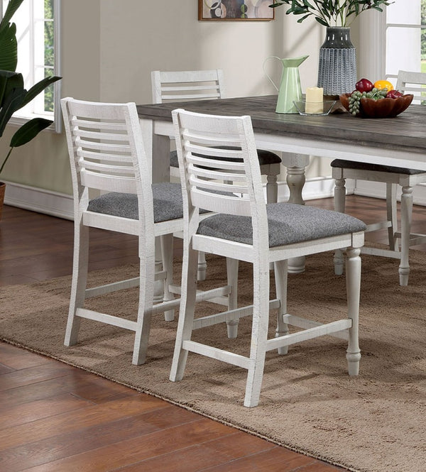 English Elm Majestic Solid Wood Counter Height Dining Chairs Farmhouse Ladder Back Gray Cushion B011110878