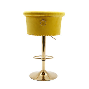 English Elm Coolmore Velvet Swivel Barstools Set Gold Legs Adjustable Height Kitchen Island Seating Pair Yellow W1539103102