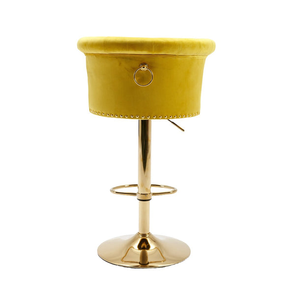 English Elm Coolmore Velvet Swivel Barstools Set Gold Legs Adjustable Height Kitchen Island Seating Pair Yellow W1539103102