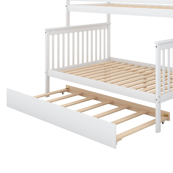 English Elm Twin Pine Twin-Over-Full Bunk Bed with Trundle and Staircase Storage, Space-Saving Durable Design White GX000403AAK-1