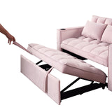 English Elm 58" 4-1 Multi-Functional Sofa Bed With Cup Holder and Usb Port For Living Room Or Apartments Pink