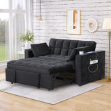 English Elm 58" 4-1 Multi-Functional Sofa Bed With Cup Holder and Usb Port For Living Room Or Apartments Black