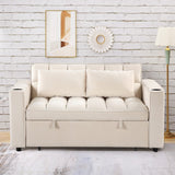 English Elm 58" 4-1 Multi-Functional Sofa Bed With Cup Holder and Usb Port For Living Room Or Apartments Milky White