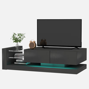 English Elm TV Console LED TV Stand with Dual App & Remote RGB Control, 31 Modes, Built-In Power & 90% Storage Space Black W1701105064