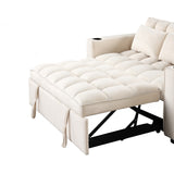 English Elm 58" 4-1 Multi-Functional Sofa Bed With Cup Holder and Usb Port For Living Room Or Apartments Milky White