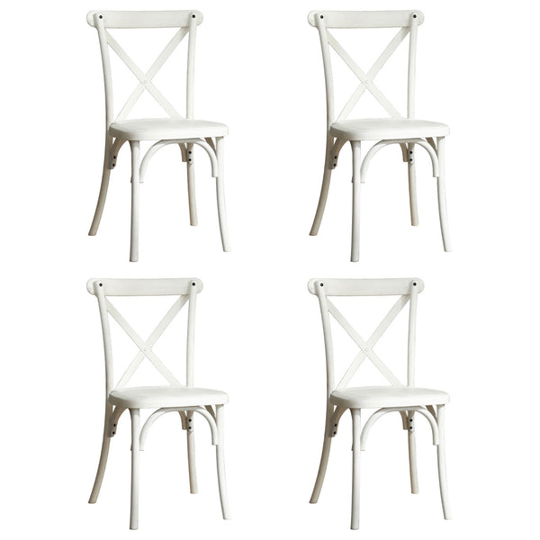 English Elm 4-Pack Resin X-Back Chair Set - Mid Century Modern Farmhouse Dining Chairs Lime Wash, 300lb Capacity W120972774