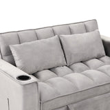 English Elm 58" 4-1 Multi-Functional Sofa Bed With Cup Holder and Usb Port For Living Room Or Apartments, Gray