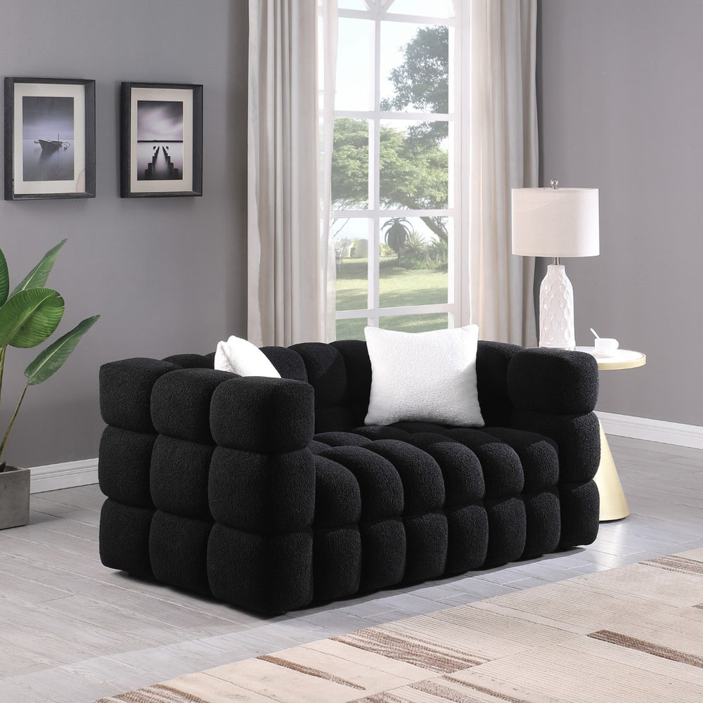 English Elm 102 Inch Linen Modular Sectional Sofa with Hidden Storage and Cloud Cushion Comfort Black W1099S00158