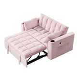 English Elm 58" 4-1 Multi-Functional Sofa Bed With Cup Holder and Usb Port For Living Room Or Apartments Pink