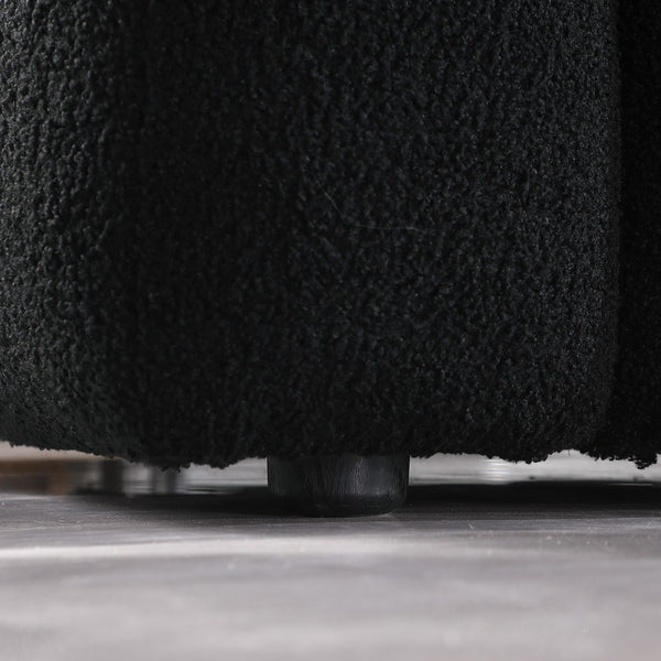 English Elm 62.2length Marshmallow Boucle Sofa 35.83" Deep Cozy Compact 2-Seater for Modern Apartments & Living Rooms Black W1099S00158