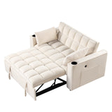 English Elm 58" 4-1 Multi-Functional Sofa Bed With Cup Holder and Usb Port For Living Room Or Apartments Milky White