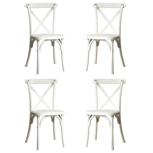 English Elm 4-Pack Resin X-Back Chair Set - Mid Century Modern Farmhouse Dining Chairs Lime Wash, 300lb Capacity W120972774