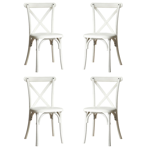English Elm 4-Pack Resin X-Back Chair Set - Mid Century Modern Farmhouse Dining Chairs Lime Wash, 300lb Capacity W120972774