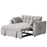 English Elm 58" 4-1 Multi-Functional Sofa Bed With Cup Holder and Usb Port For Living Room Or Apartments, Gray