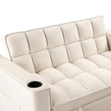 English Elm 58" 4-1 Multi-Functional Sofa Bed With Cup Holder and Usb Port For Living Room Or Apartments Milky White