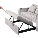 English Elm 58" 4-1 Multi-Functional Sofa Bed With Cup Holder and Usb Port For Living Room Or Apartments, Gray