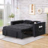 English Elm 58" 4-1 Multi-Functional Sofa Bed With Cup Holder and Usb Port For Living Room Or Apartments Black