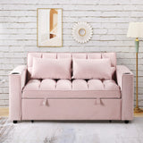 English Elm 58" 4-1 Multi-Functional Sofa Bed With Cup Holder and Usb Port For Living Room Or Apartments Pink