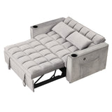 English Elm 58" 4-1 Multi-Functional Sofa Bed With Cup Holder and Usb Port For Living Room Or Apartments, Gray