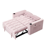 English Elm 58" 4-1 Multi-Functional Sofa Bed With Cup Holder and Usb Port For Living Room Or Apartments Pink