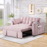 English Elm 58" 4-1 Multi-Functional Sofa Bed With Cup Holder and Usb Port For Living Room Or Apartments Pink