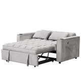 English Elm 58" 4-1 Multi-Functional Sofa Bed With Cup Holder and Usb Port For Living Room Or Apartments, Gray