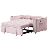 English Elm 58" 4-1 Multi-Functional Sofa Bed With Cup Holder and Usb Port For Living Room Or Apartments Pink