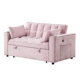 English Elm 58" 4-1 Multi-Functional Sofa Bed With Cup Holder and Usb Port For Living Room Or Apartments Pink