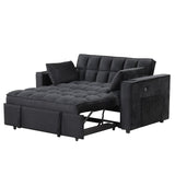 English Elm 58" 4-1 Multi-Functional Sofa Bed With Cup Holder and Usb Port For Living Room Or Apartments Black