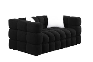 English Elm 62.2length Marshmallow Boucle Sofa 35.83" Deep Cozy Compact 2-Seater for Modern Apartments & Living Rooms Black W1099S00158