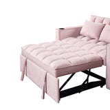 English Elm 58" 4-1 Multi-Functional Sofa Bed With Cup Holder and Usb Port For Living Room Or Apartments Pink