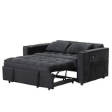 English Elm 58" 4-1 Multi-Functional Sofa Bed With Cup Holder and Usb Port For Living Room Or Apartments Black