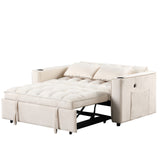 English Elm 58" 4-1 Multi-Functional Sofa Bed With Cup Holder and Usb Port For Living Room Or Apartments Milky White