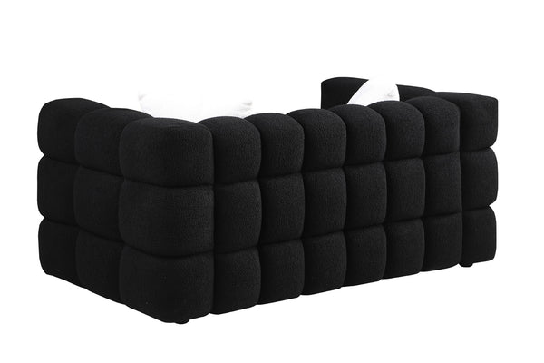 English Elm 62.2length Marshmallow Boucle Sofa 35.83" Deep Cozy Compact 2-Seater for Modern Apartments & Living Rooms Black W1099S00158