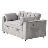 English Elm 58" 4-1 Multi-Functional Sofa Bed With Cup Holder and Usb Port For Living Room Or Apartments, Gray