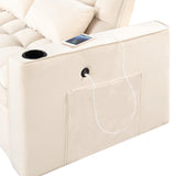 English Elm 58" 4-1 Multi-Functional Sofa Bed With Cup Holder and Usb Port For Living Room Or Apartments Milky White