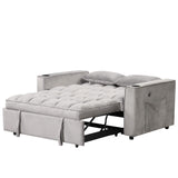 English Elm 58" 4-1 Multi-Functional Sofa Bed With Cup Holder and Usb Port For Living Room Or Apartments, Gray